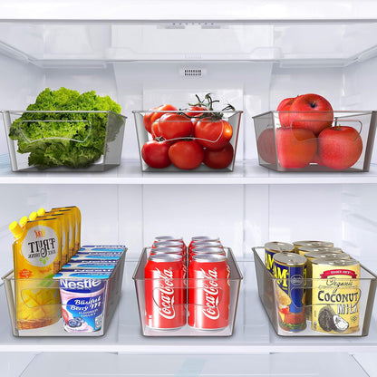 Simple Houseware 4 Pack Clear Fridge Storage Bins Organizer (12"x6.2"x3.4")