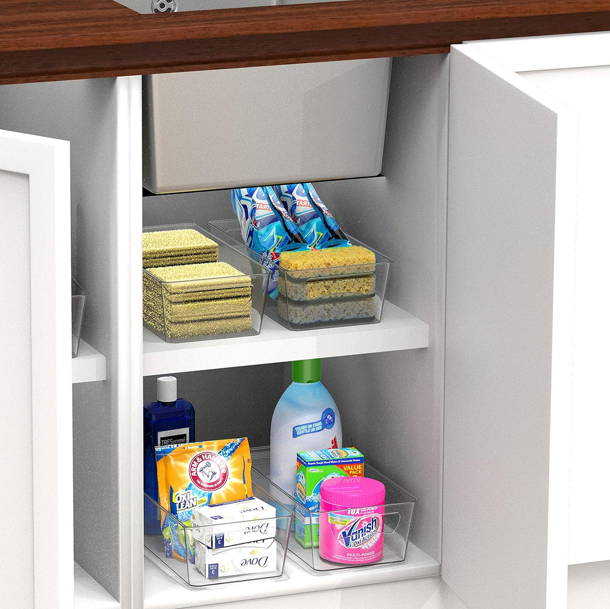 Simple Houseware 4 Pack Clear Fridge Storage Bins Organizer (12"x6.2"x3.4")