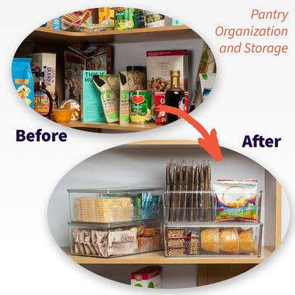 ClearSpace Pantry Organizer Storage Bin with Divider & Lid, 2 Pack